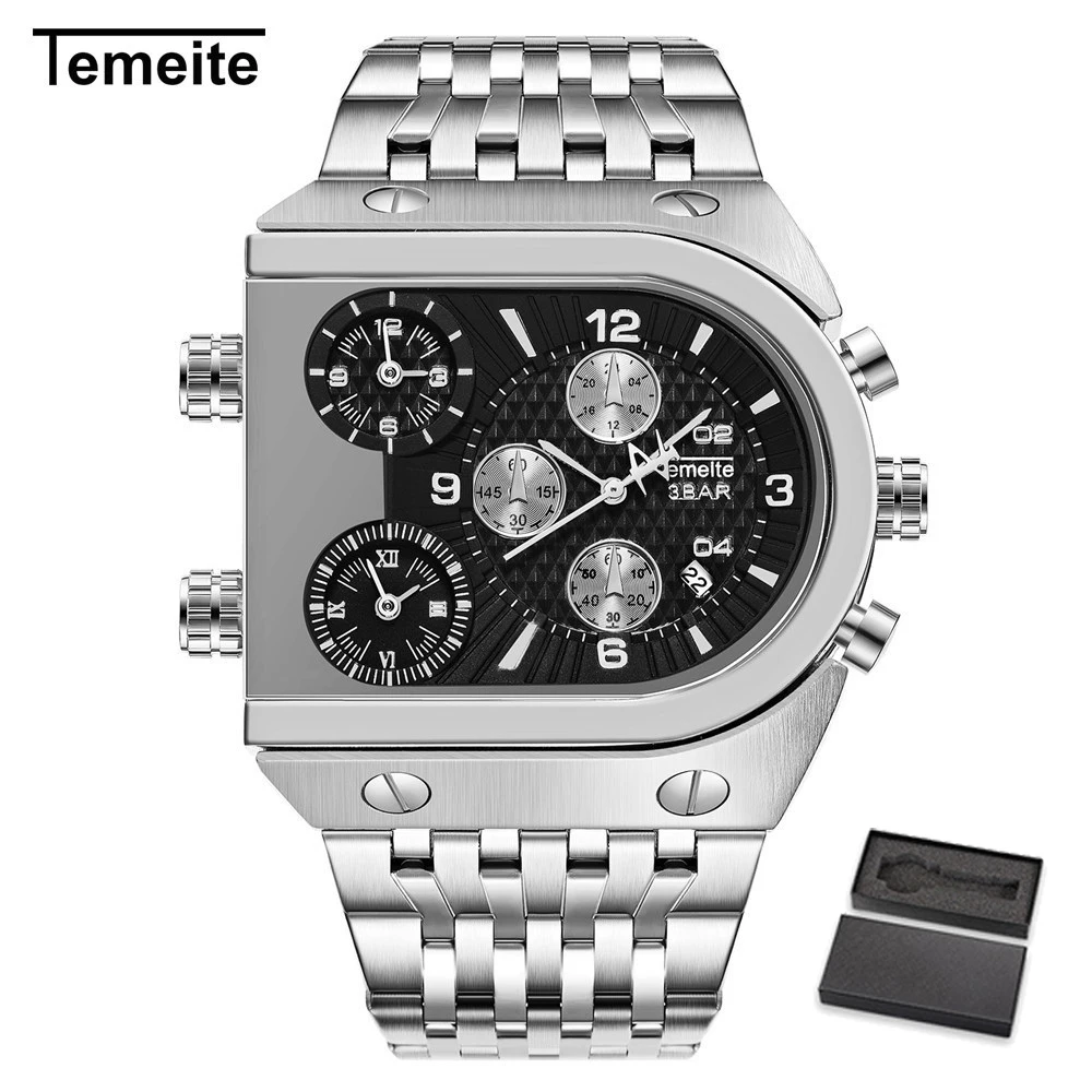 TEMEITE SBK with box Relogio dourado Masculino Лидирующий бренд TEMEITE кварцевые часы мужские военные водонепроницаемые деловые наручные часы Роскошный Золотой подарок часы - Цвет: TEMEITE SBK with box