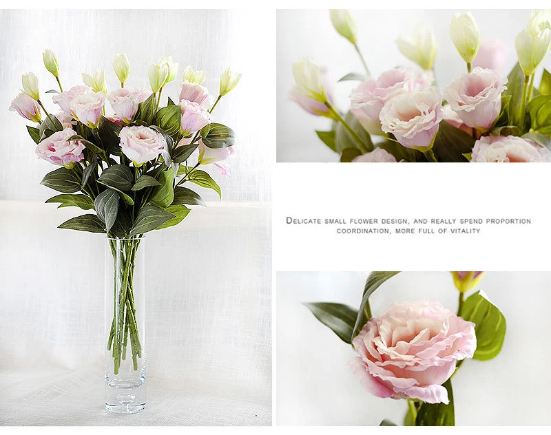 Европейский искусственный цветок 3 головы поддельные Eustoma Gradiflorus Lisianthus Рождество Свадьба Праздник декор дома 5 шт