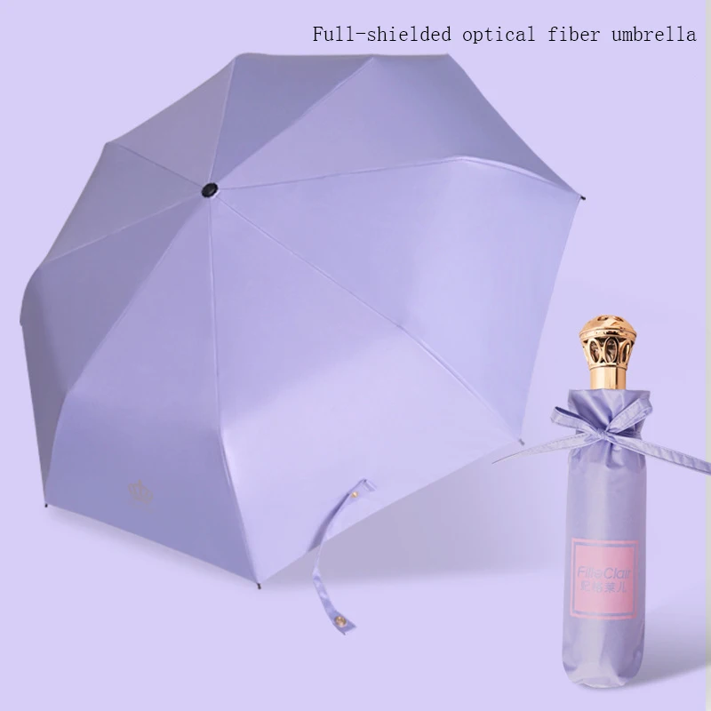 purple Fiber Зонт-трость в виде короны, женский складной зонтик с защитой от УФ-лучей, складной женский зонт - Цвет: purple Fiber