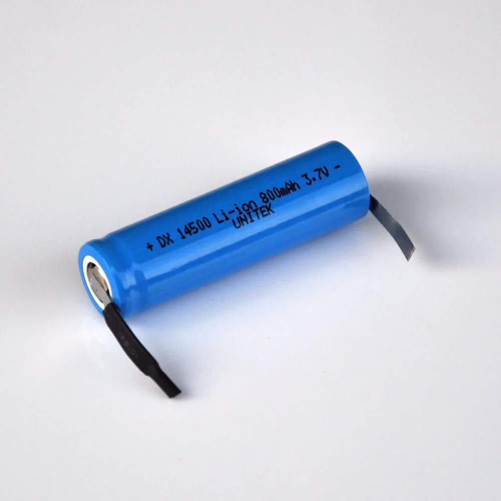 2-4 шт 3,7 V AA перезаряжаемая литий-ионная батарея 800mah 14500 литий-ионная ячейка пайки вкладки для электробритва бритвы зубной щетки