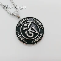 black knight antique silver color buddhist necklace jewelry stainless steel buddhist mantra medal pendant necklace blkn05778