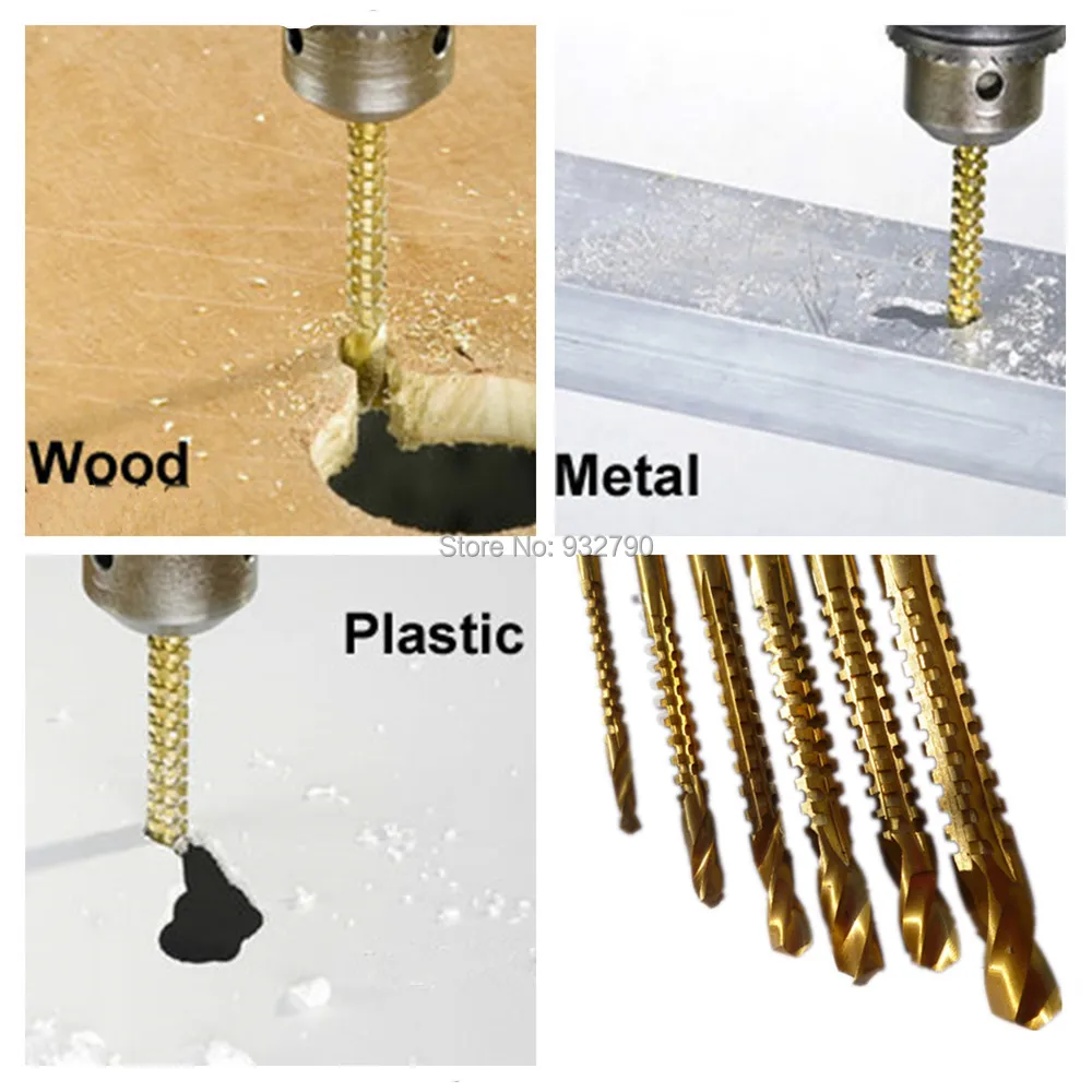 6 шт. сверло Ti деревообрабатывающее дерево металл пластик режущее отверстие пила