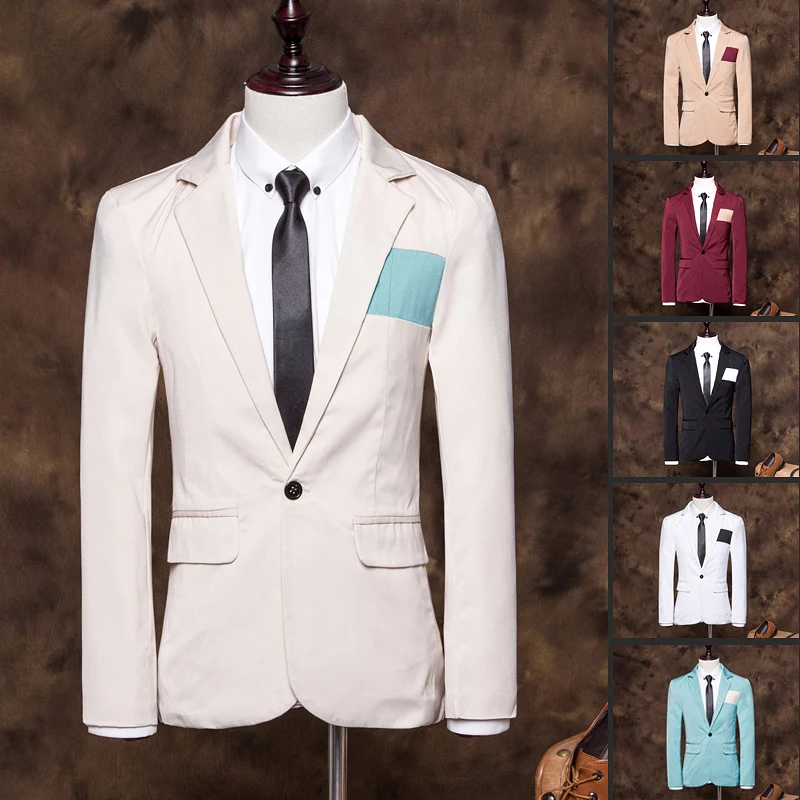 Свободного покроя 2016 марка одежды пиджак мужчины одна кнопка мужчин уменьшают