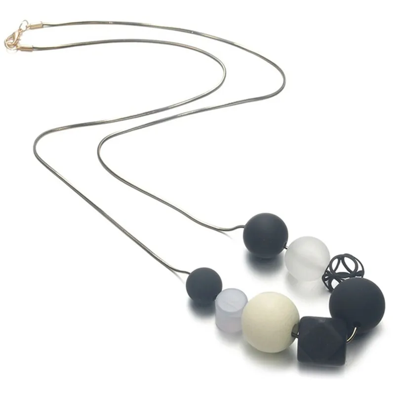 Pinksee Elegant Acrylic Beads Necklace for Women Geometric &amp Pendant Statement Collar Charm Jewelry Gifts | Украшения и