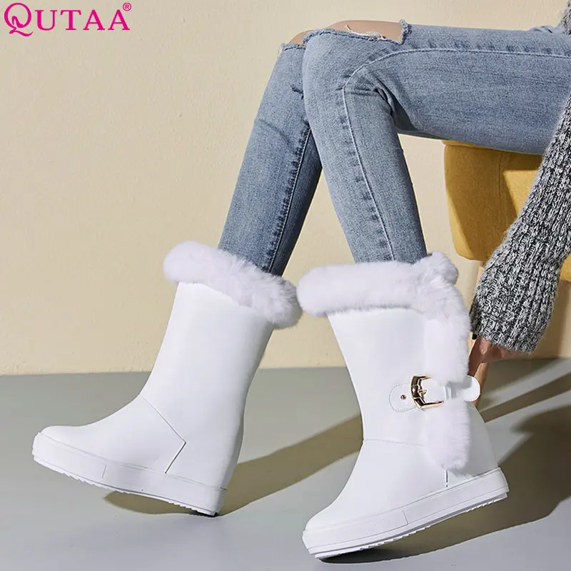 QUTAA/2019 г. зимние ботинки женская обувь женские ботильоны на платформе молнии