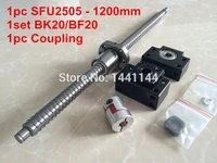 1pc sfu2505 1200mm ballscrew with ball nut bk20bf20 support 1714mm coupling according to bk20bf20 end machined cnc parts