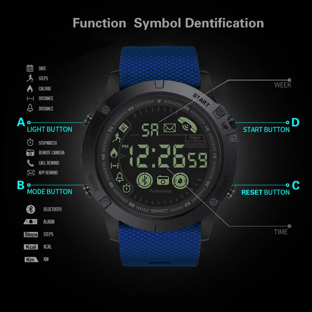 Флагманский Прочный Открытый Smartwatch 33-месяц в режиме ожидания 24h всепогодный мониторинг Смарт-часы для IOS и Android Q