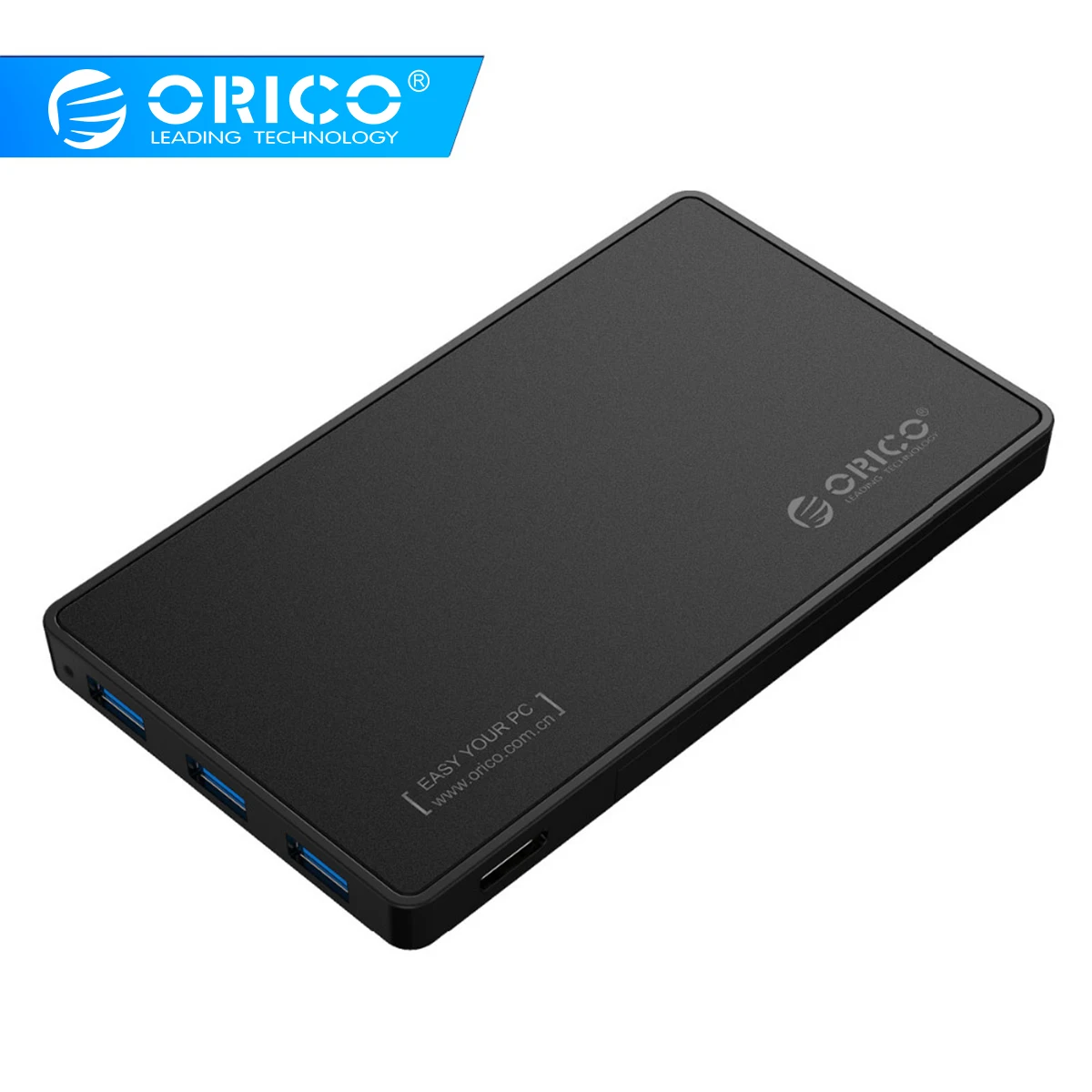 2,5 корпус для жесткого диска ORICO USB 3,0 чехол для жесткого диска с 3 портами USB3.0 концентратор инструмент бесплатный дизайн драйвер не требуется