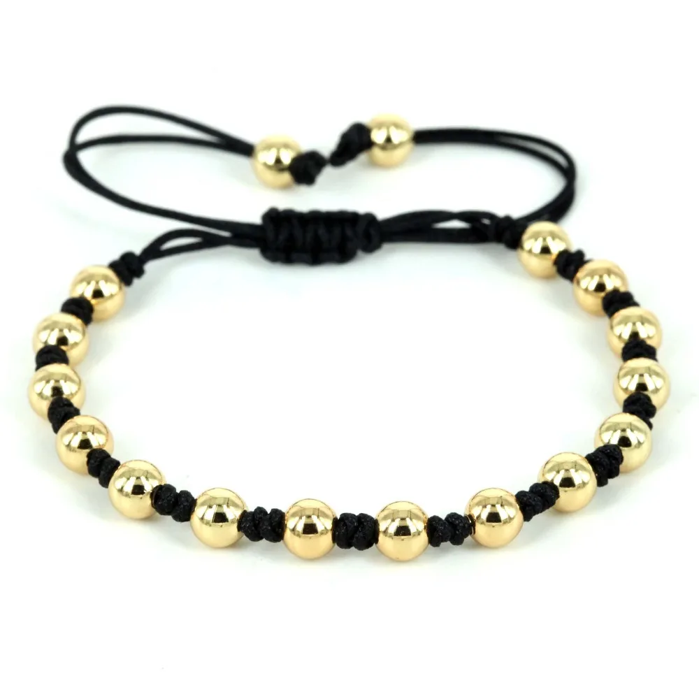 Мужские браслеты золотого цвета круглые плетеные из бусин и макрама европейские