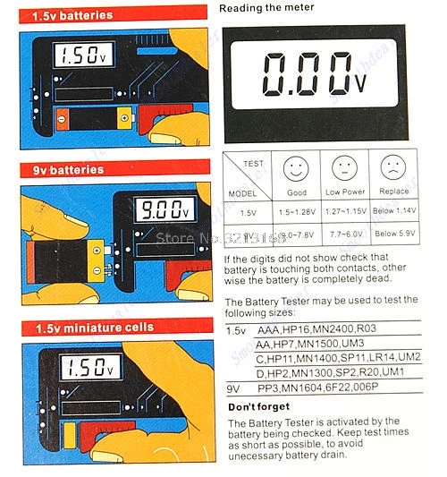 Цифровой ЖК дисплей AAA AA pp3 6F22 щелочных 9 В Батарея тестер #20/22l|battery tester|alkaline battery
