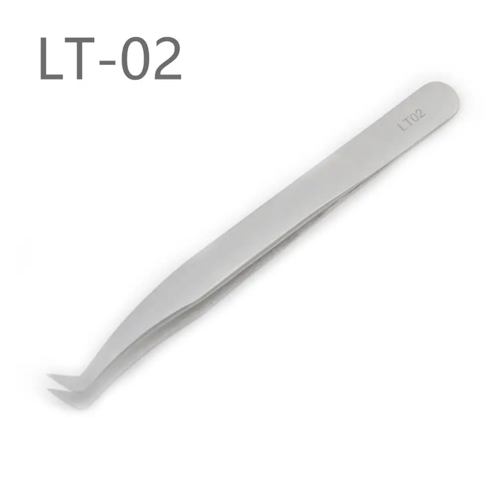 Tweezers Curved Straight Stainless LT Steel Tweezers Eyelash Extension Makeup Tools Nails Decor Professional Eyelash Tweezer - Цвет: LT-02