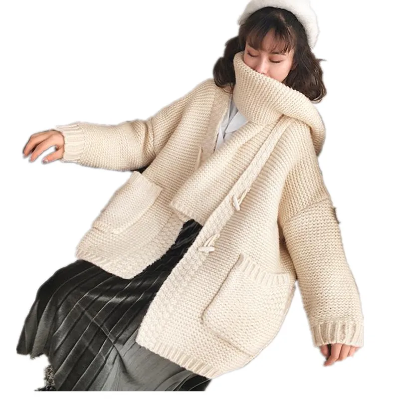 Повседневный длинный вязаный кардиган для девочек женский свободный свитер |