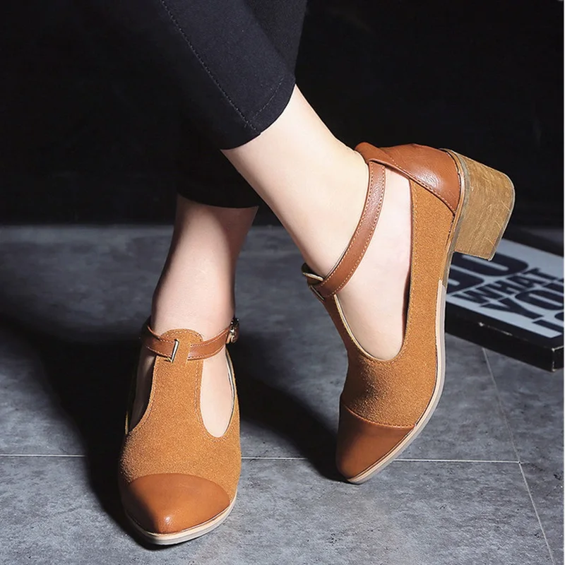 Туфли оксфорды женские винтажные заостренный носок вырез средний каблук пэчворк