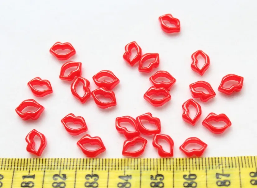 

300pcs Resin miniature Flatback nail art lips Cell phone decor, hair accessory supply, embellishment, DIY red