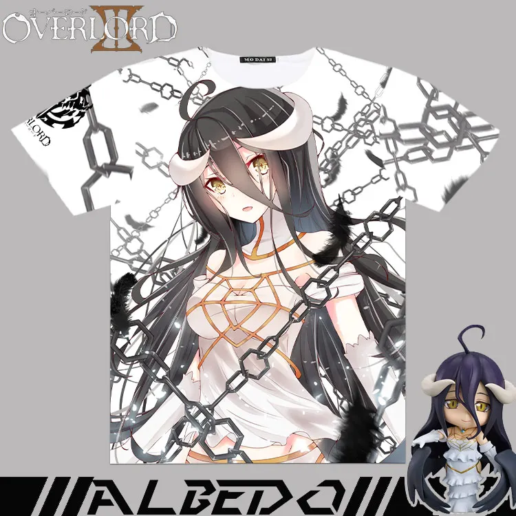 Мужская и женская футболка персонаж аниме Overlord Albedo Shalltear косплей Полный Рисунок с