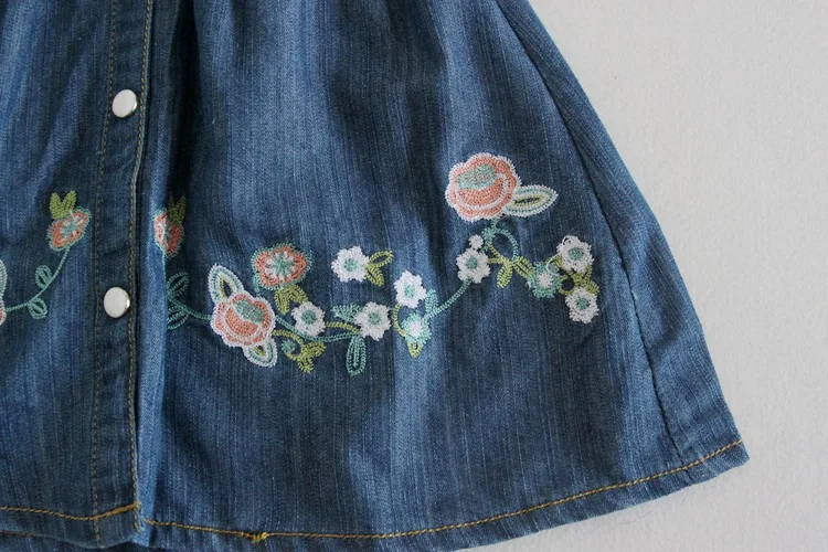 Hot children's clothing 3D flower baby girls dress cowboy kids lace casual princess dresses bebe fashion denim bib | Детская одежда