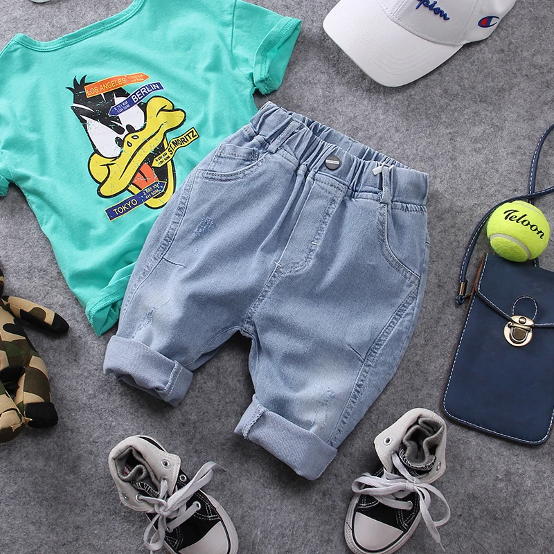 Летние джинсовые штаны для мальчиков Рост 100 140 см новинка 2019|Джинсы| |