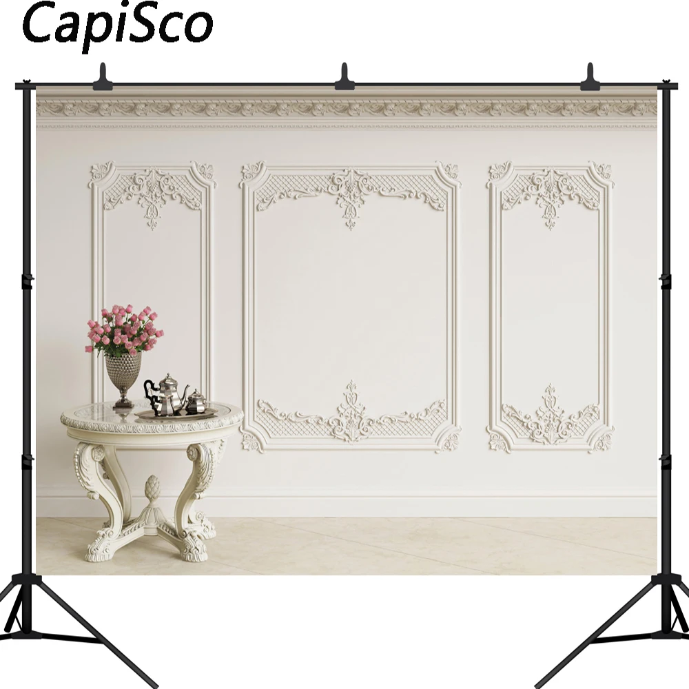 

Capisco photography backdrop European style wall indoor romantic wedding table flower background photo studio camera fotografica