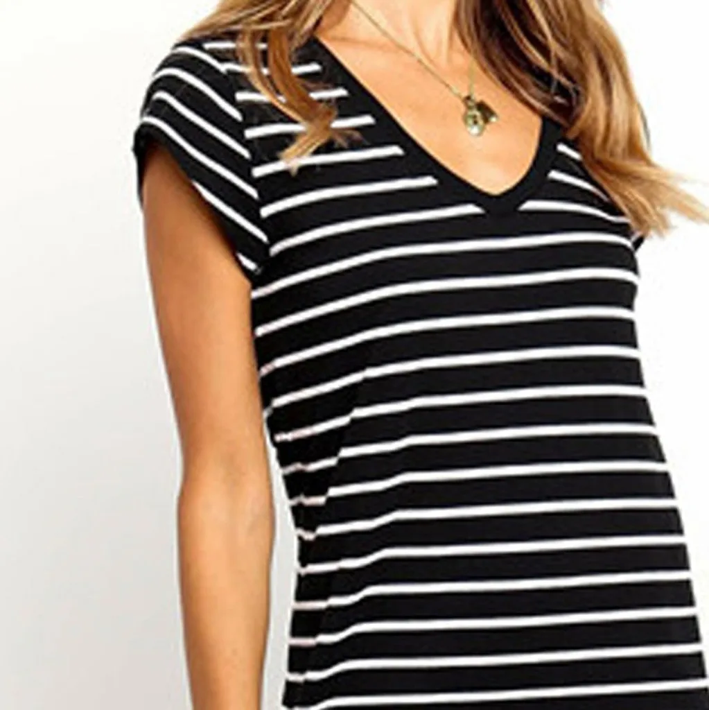 

CHAMSGEND dress summer women short dress femme summer 2019 V-Neck Slim Fit Summer Striped Print Dresses Drop shipping G0503#10