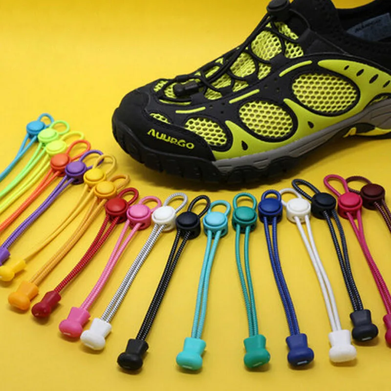 

New 1 Pair Round Fashion Elastic Rubber Adjustable Shoelaces Fashion Lazy Shoelace Strings Colored Shoe Laces Men Women Children