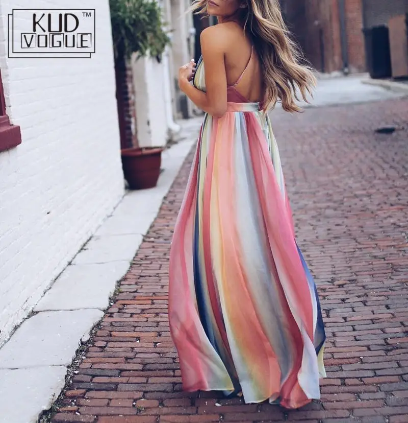 Женское платье без рукавов с глубоким v образным вырезом Свободное длинное летнее открытой спиной лето