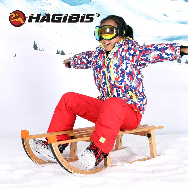 

HAGIBIS Snow Sled, Outdoor Fold Snow Sledge, Beech Wooden Ski Beech Snow Sled