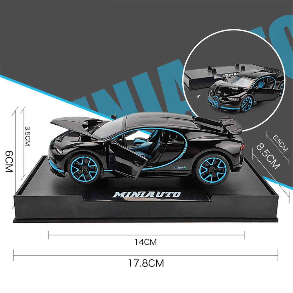 Для 1:32, новинка, Bugatti, сплав, модель, звук и светильник, оттягивающий назад, игрушечный автомобиль с базой, детский подарок на день рождения