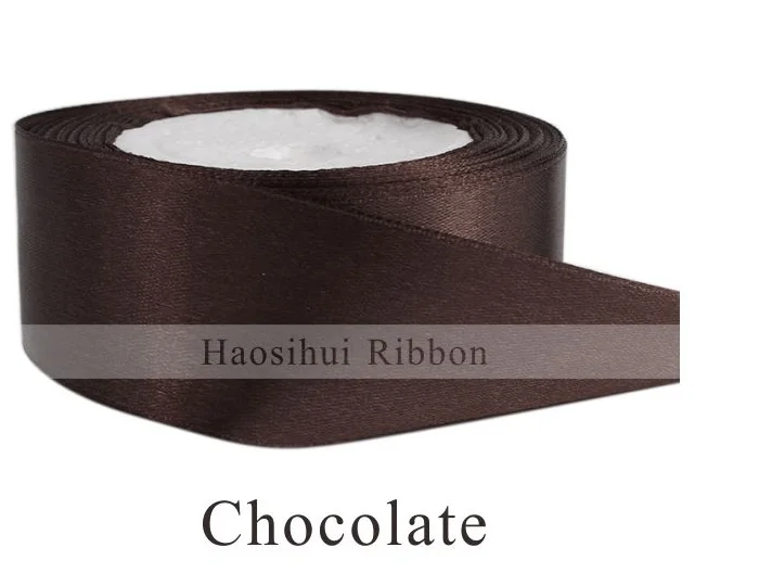 chocolate 5/"(15 мм) 25 ярдов/LotWedding атласные шелковые ленты односторонние ленты подарочная упаковка кружева DIY Аксессуары 32 Цвета - Цвет: chocolate