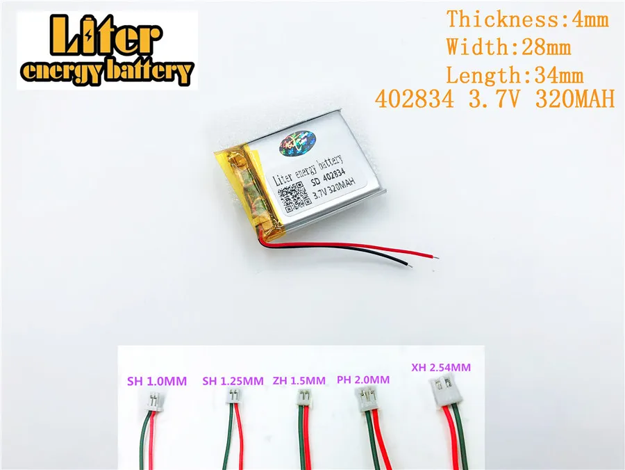 3 7 V 320mAh 402834 полимерный аккумулятор для 320MAH PLUG GPS MP3 MP4 MP5 bluetooth Литий