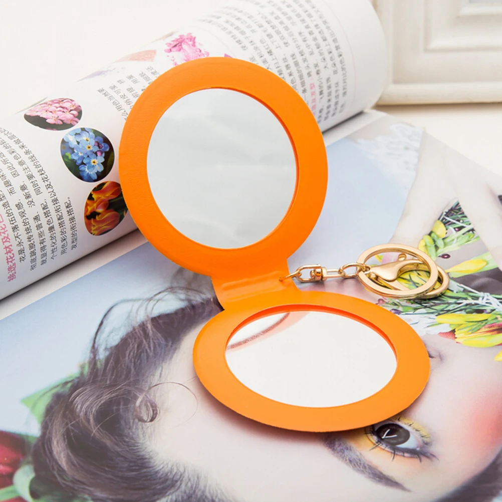 Portable Keyring Cosmetic Compact Mirrors Double Dual Sides Frame Girl Mini PU Leather Pocket Makeup Mirror Key Chain |