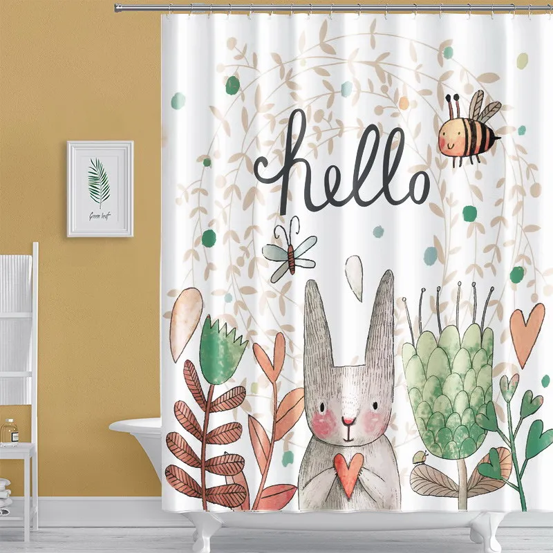 Мультяшный кролик водонепроницаемая занавеска для душа полиэстер ткань ванной