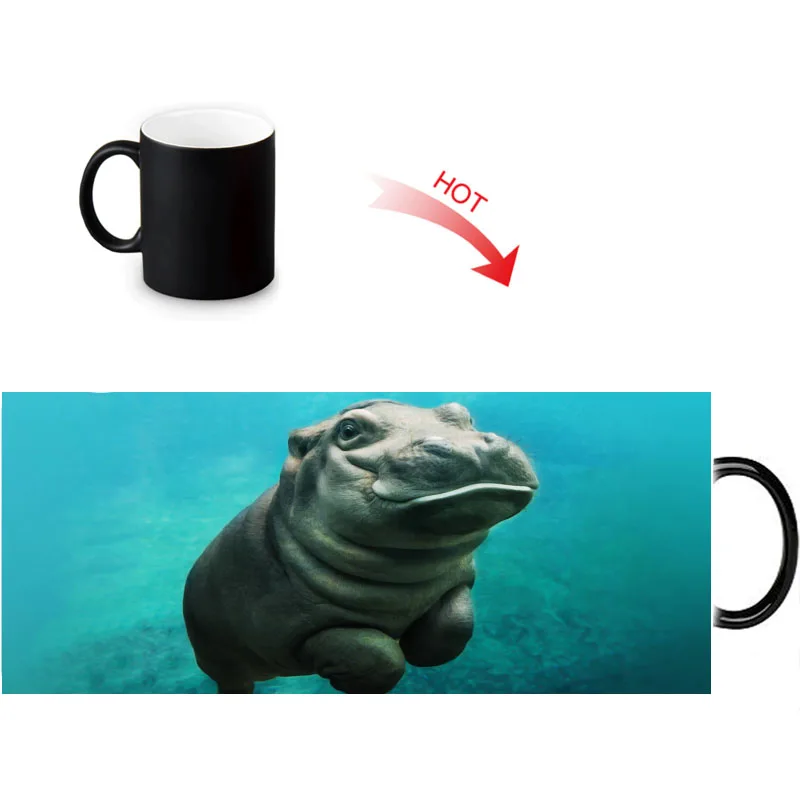 Забавные кружки с рисунком бегемота кружка для кофе меняющая цвет чашка чая и