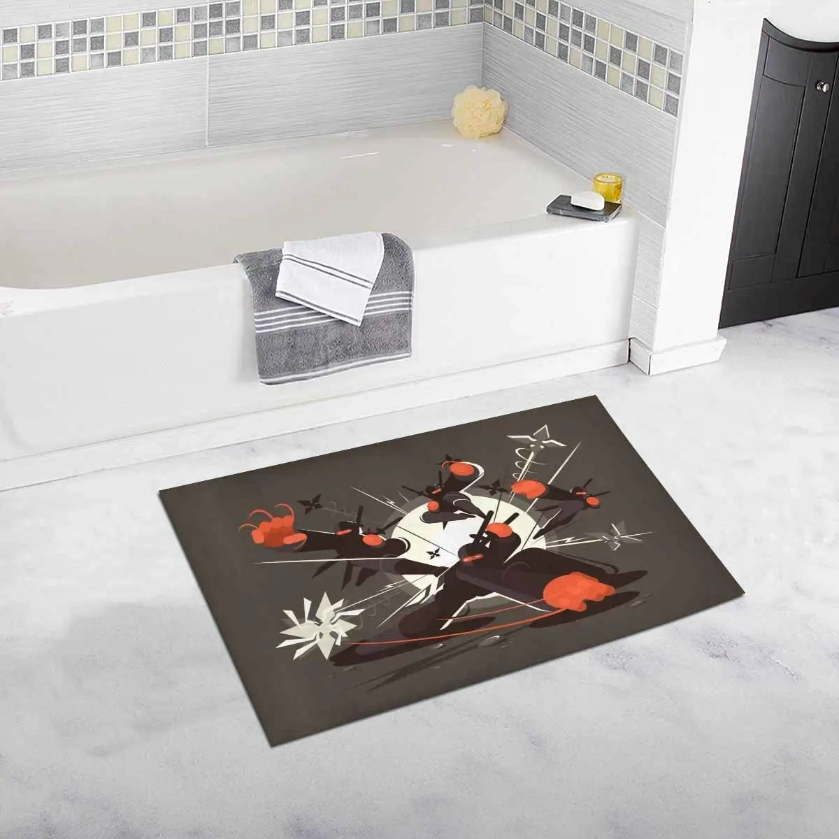 Ниндзя носить черный маски для век с мечом спальня гостиная ванной коврики