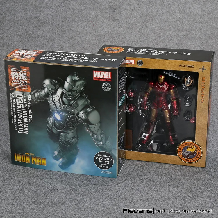 SCI-FI для тинейджеров Revoltech серии № 036 Железный человек Mark III MK3 покупка no.035 Mark 2 Mark II ПВХ, движущаяся фигурка, Коллекционная модель, игрушка