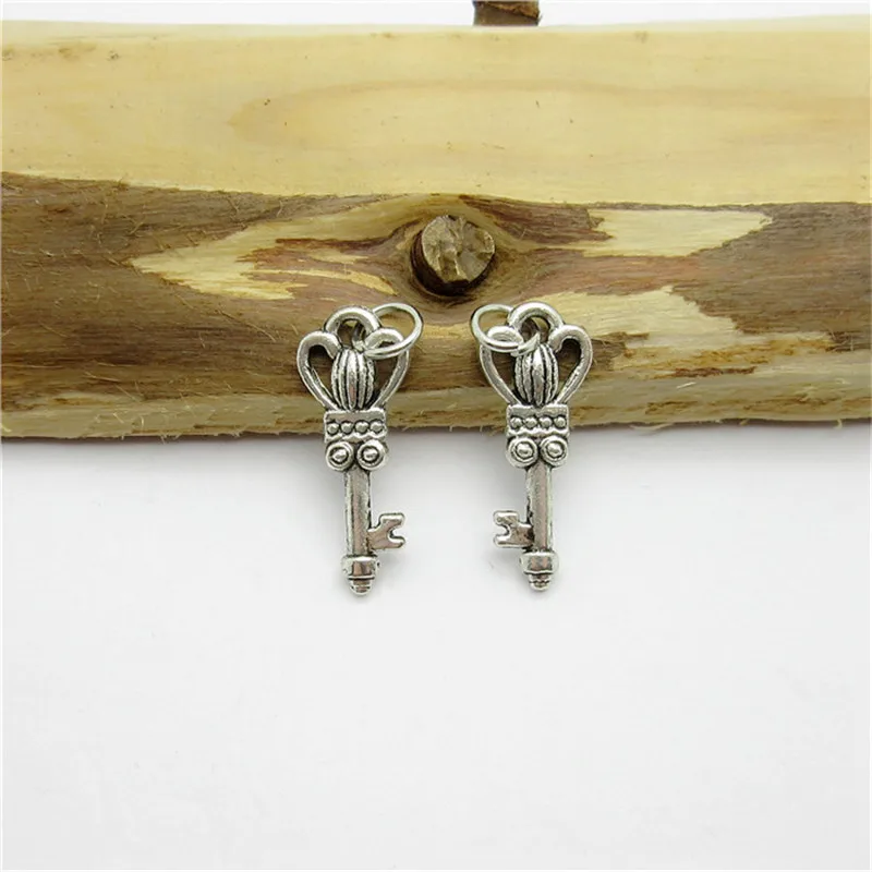 

120PCS (20*8mm )Antique Silver Key Charms alloy pendant fit European Bracelets DIY Jewelry Findings Making
