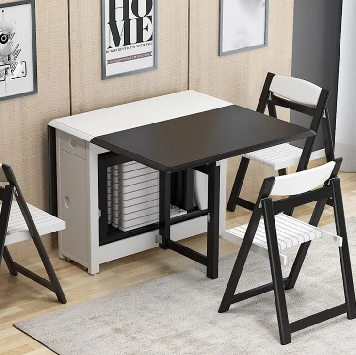 1 Set Table Chair Combination Multifunction Modern Simplicity Style Solid Wood Scalable Folding Dining Room Desk | Мебель