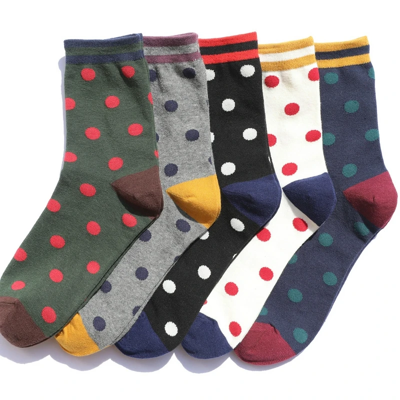 Модные Разноцветные Женские носки в горошек высококачественные теплые на весну