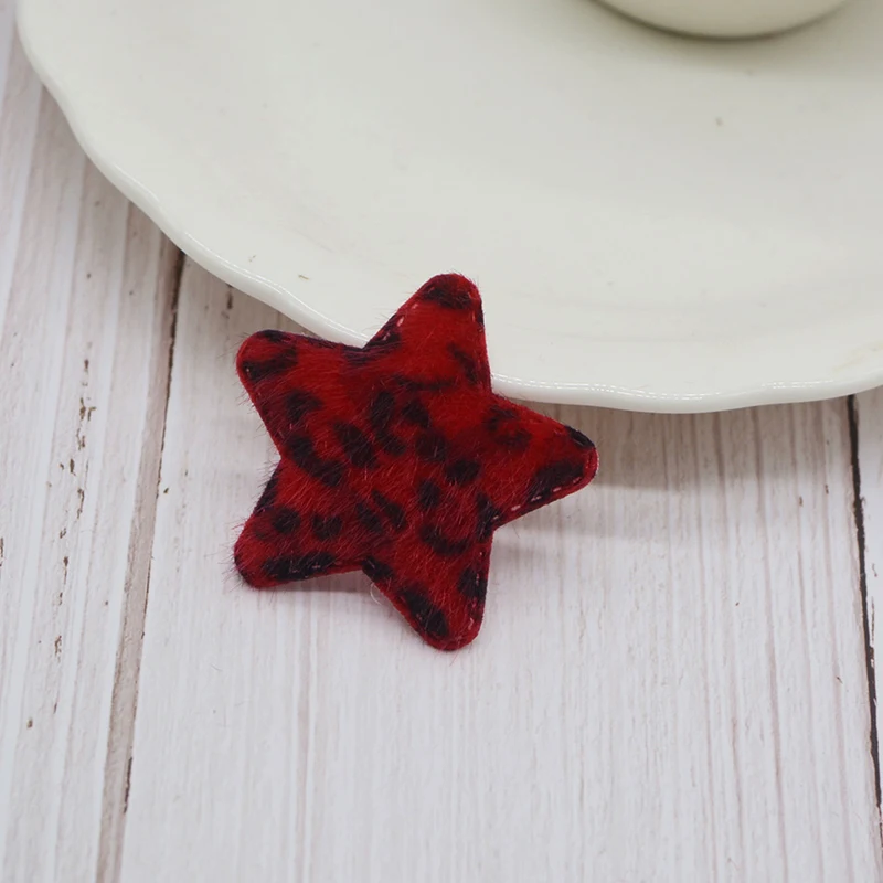 4.5cm Children's hair Clip Accessories Cloth appliques DIY Handmade leopard print star patch applique | Дом и сад