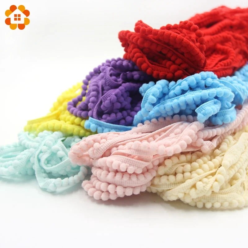 18 ярдов/партия Горячая Распродажа Шариковая лента с бахромой и помпоном 5 мм