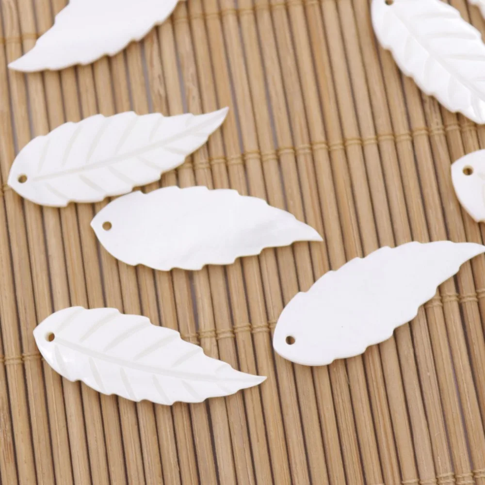 

10 PCS 12X33mm Leaf Shape Shell Natural White Mother of Pearl Jewelry Making DIY