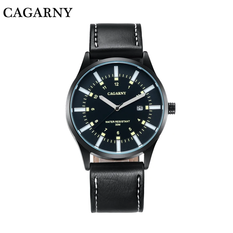 Модные кварцевые часы с кожаным ремешком мужские водонепроницаемые японские