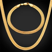 long foxtail chain bracelet necklace set 6mm wholesale yellow goldblack rose gold color chain for men jewelry nh435