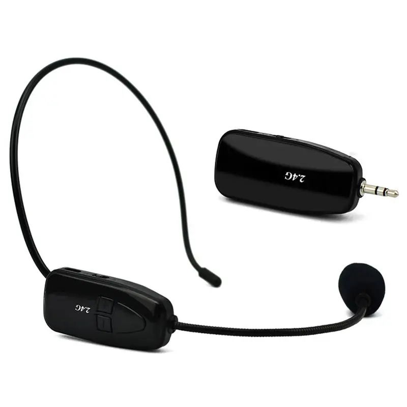 Black 2,4G беспроводной микрофон, гарнитура, Мегафон, радио, Bluetooth, микрофон для речевого громкоговорителя, учебное руководство для совещаний - Цвет: Black