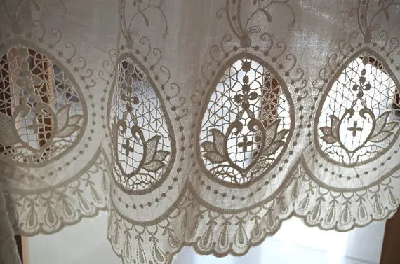 

2 Yards Off White Cotton Lace Fabric With Hollowed Out Floral