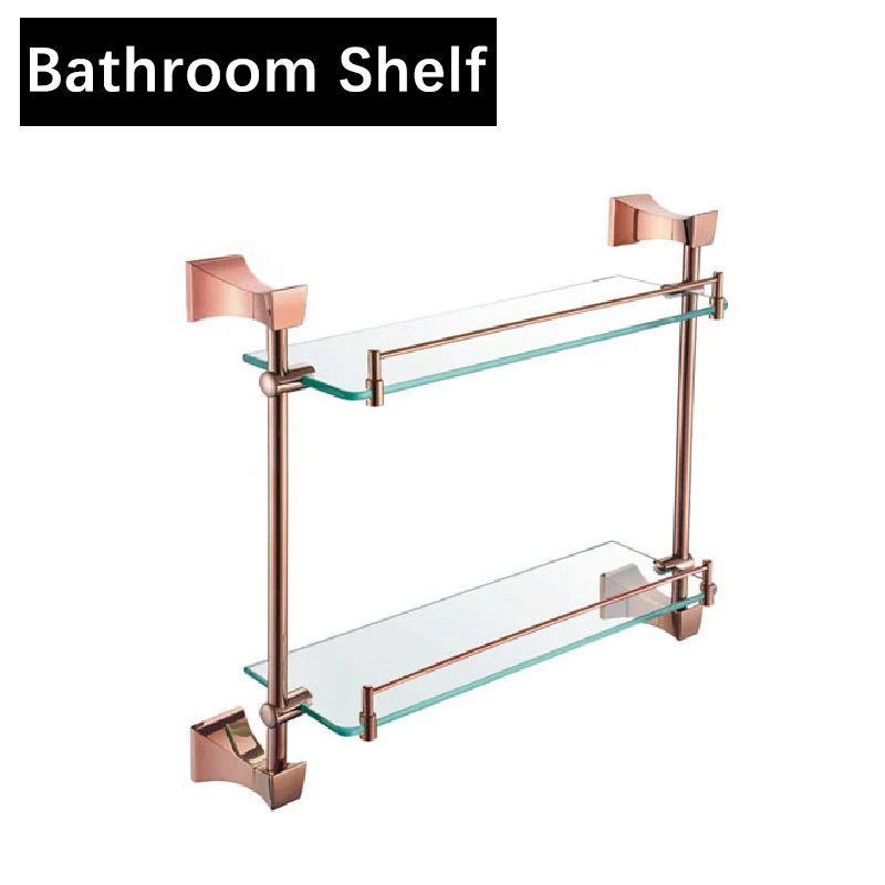 Bathroom Shelf Аксессуары для ванной комнаты, твердая латунь, розовое золото, блестящий настенный держатель для бумаги, полки, вешалка для полотенец, крючок для пальто, мыльница AZ5151 - Цвет: Bathroom Shelf