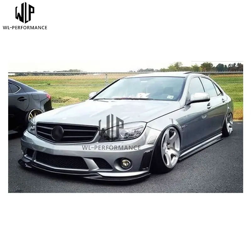 C Class углеродного волокна Стандартный переднего бампера v стиля спойлер диффузор