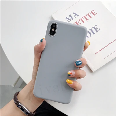 Серый Однотонный силиконовый чехол s для iphone XR X XS Max 11 Pro 6 6S 7 8 Plus 5 5S SE чехол карамельный цвет мягкий простой чехол для телефона - Цвет: Серый