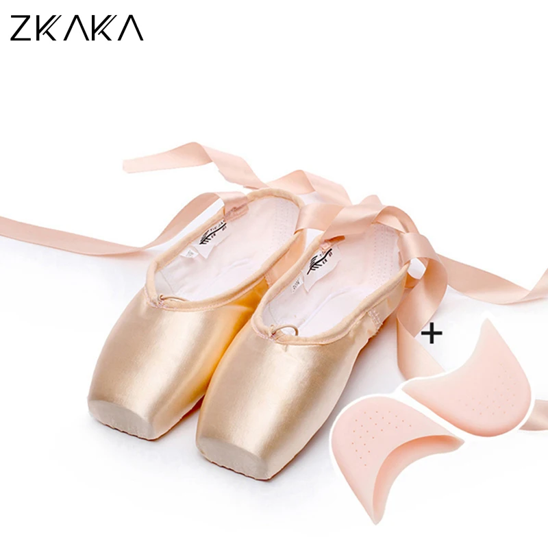 

ZKAKA Girls Satin|Canvas Ballet Pointe Shoes