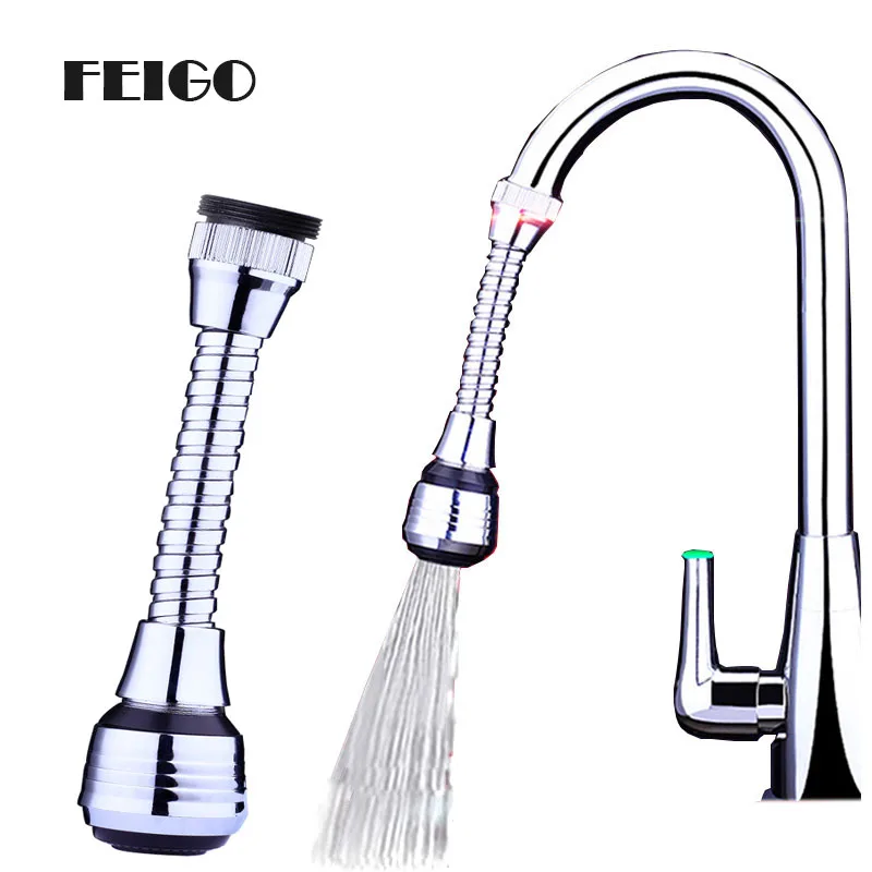 

FEIGO 15cm Faucet Extender Water-Saving Device 360 Degree Rotating Separator Faucet Filter Kitchen Bathroom Faucet Aerator F413