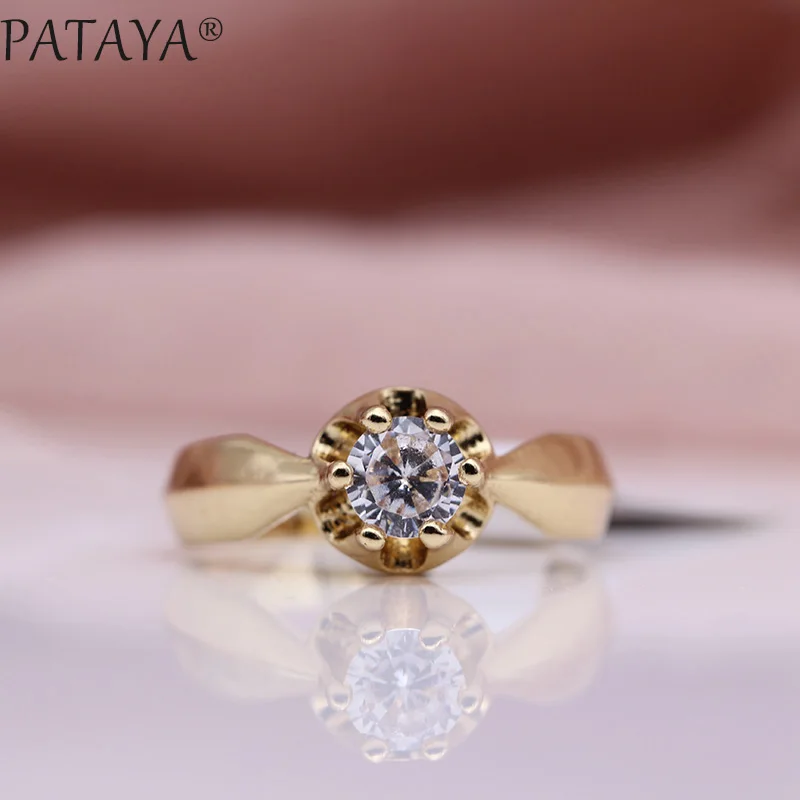PATAYA, новинка, специальная цена, кольца для женщин, белый искусственный жемчуг, модные ювелирные изделия, 585, розовое золото, оливково-зеленый цвет, натуральное простое кольцо с цирконом